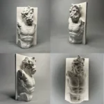 Miniature Roman Mythology Plaster Statue, European Art Ornament, Retro Sculpture, Home Interior Decor, Office Decor – angled