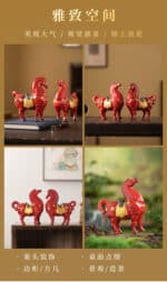 Chinese Red Tang Dynasty Horse Statue - Success Ceramic Horse Figurine, Office Desk Decor, Feng Shui Wealth Ornament – base