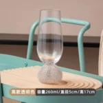 Elegant luxury crystal stemware diamond glass wine goblets on a table setting