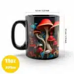 1pc magic mushroom forest Ceramic coffee Mug office milk cup 11oz black tea mug – side view
