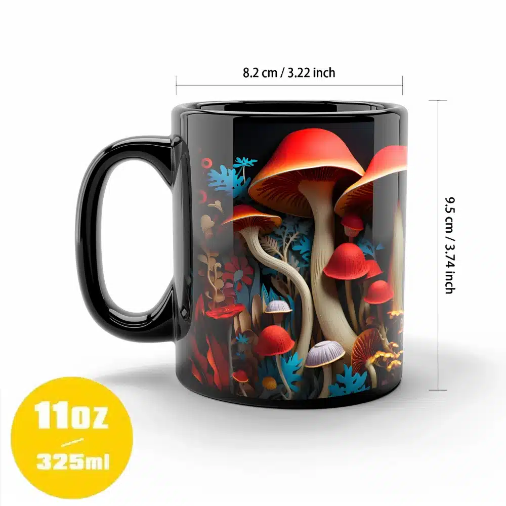 1pc magic mushroom forest Ceramic coffee Mug office milk cup 11oz black tea mug