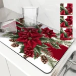 Absorbent Coffee Mat Dish Draining Mat Christmas Holly Pine Kitchen Drying Mat Quick Bathroom Drain Pad Kitchen Faucet