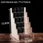 Wood Acrylic Pen Holder with Price Slot Stationery Storage Rack Brush Case Organizer Supermarket Display Stand Cosmetic