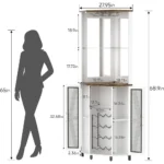 68.9“ Tall Corner Bar Cabinet, Wine Bar with LED Light and Mirror, Farmhouse Liquor Cabinet with Adjustable Shelf.Customized - Image 2