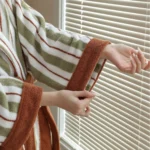 Color Matching Cotton Bathrobe Striped CottonYarn Bathrobes Soft Cozy Absorbent Bath Towel Robes V Neck Hooded Loose