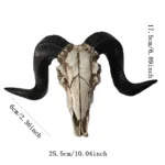 Creative 3D Longhorn Cow Skull Head Ornament Wall Hanging Resin Animal Statue Crafts Home Office Decor Retro Bull Skull