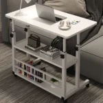Multi-Layer Standing Desk Small Office Desk Adjustable Height Wooden Computer Desk Workstation Work Table Laptop Desk for