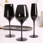 2Pcs glass household, multi-purpose black crystal glass, tall red wine glass, champagne glass, glass wine glass – side view