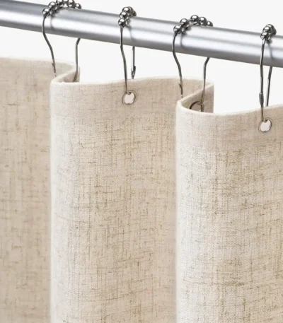 Linen Shower Curtain Beige Boho Farmhouse Shower Curtains for Bathroom Natural Cloth Cotton Fabric Liner Cream