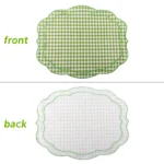 Wave Edge Embroidered Checkered Placemat 4PCS Cotton and Linen Reusable Wedding Party Desktop Decoration – base detail