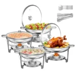 4 Pack 5QT Chafing Dishes for Buffet Stainless Steel Chafing Dish buffet Set Food Warmers For Parties, Wedding, Camping, Banquet - Image 7