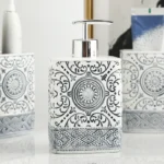 Modern Ceramic Lotion Bottle Soap Dish Toothbrush Holder Bathroom Set Flower Texture Porcelain Shampoo Bottling Soap