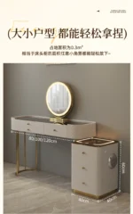 Modern dressing table with mirror and two drawers in white painted finish for bedroom use
