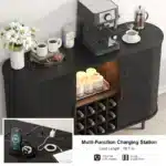 Wine Bar Cabinet w/ LED Light,Liquor Cabinet for Home,Coffee Bar Cabinet w/ Wine Rack & Glass Holder,Walnut Buffet