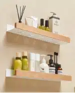 Beech wood bathroom storage rack wall mounted light luxury living room non perforated bathroom storage rack bathroom shelf