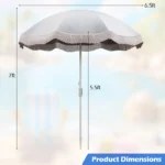 6.5 FT Outdoor Fringe Patio Umbrella w/ Carrying Bag Push Button Tilt for Garden – side view