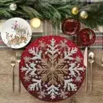 4PCS Round Christmas Placemat Cartoon Santa Claus Wreath Snowflake Xmas Placemat Merry Christmas Decor 2025 Happy New Year