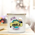 Best Grandfather & Grandmother In The World French Print Enamel Mugs Drink Milk Coffee Cup Camping Mug Gift for Abuelo