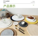 Rope Woven Thermal Insulation Placemat, Home Kitchen Cotton Meal Mat, Dining Table Decor, Cup Coaster, Pot Pad, Europe,