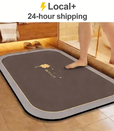 Quick dry bath mat in a modern bathroom with soft lighting