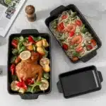 3-Piece Bakeware Set, 20x30 cm Casserole Pan, Cooking and Baking Dinnerware, Black Stripe Design – base detail