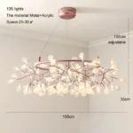 Nordic Chandelier Art Hanging living Room Chandelier Modern Restaurant Kitchen Firefly Lamp Rose Gold/Black Branch Round