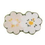 Cartoon double flower quick dry bath mat on bathroom floor