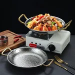 304 stainless steel Spanish seafood rice pot Commercial crayfish plate Flat bottom stewed rice pot Double ear frying pan