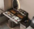Modern dressing table set with mirror and stool in a stylish bedroom