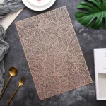 6/4pcs Rectangular Leaf Shape PVC Placemat Bronzing Hollow Table Mat Nordic Style Table Decoration Mat Tea Coffee Table Pad