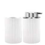 Hand Foaming Bottle with Toothbrush Cup Strip Design Bathroom Countertop Hand Washing Foaming Dispenser Bottle – angled view