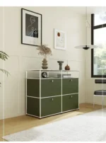 Sideboard Storage Cabinets Modular Combination Metal Frame for Living Room Office Drawers Customizable Large Storage Olive Green - Image 33