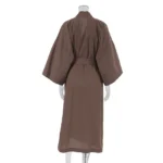 NHKDSASA Brown Robes For Women Loose Three Quarter Sleeve Nightwear Sashes Cotton Bathrobe Female Casual Sleepwear Summer