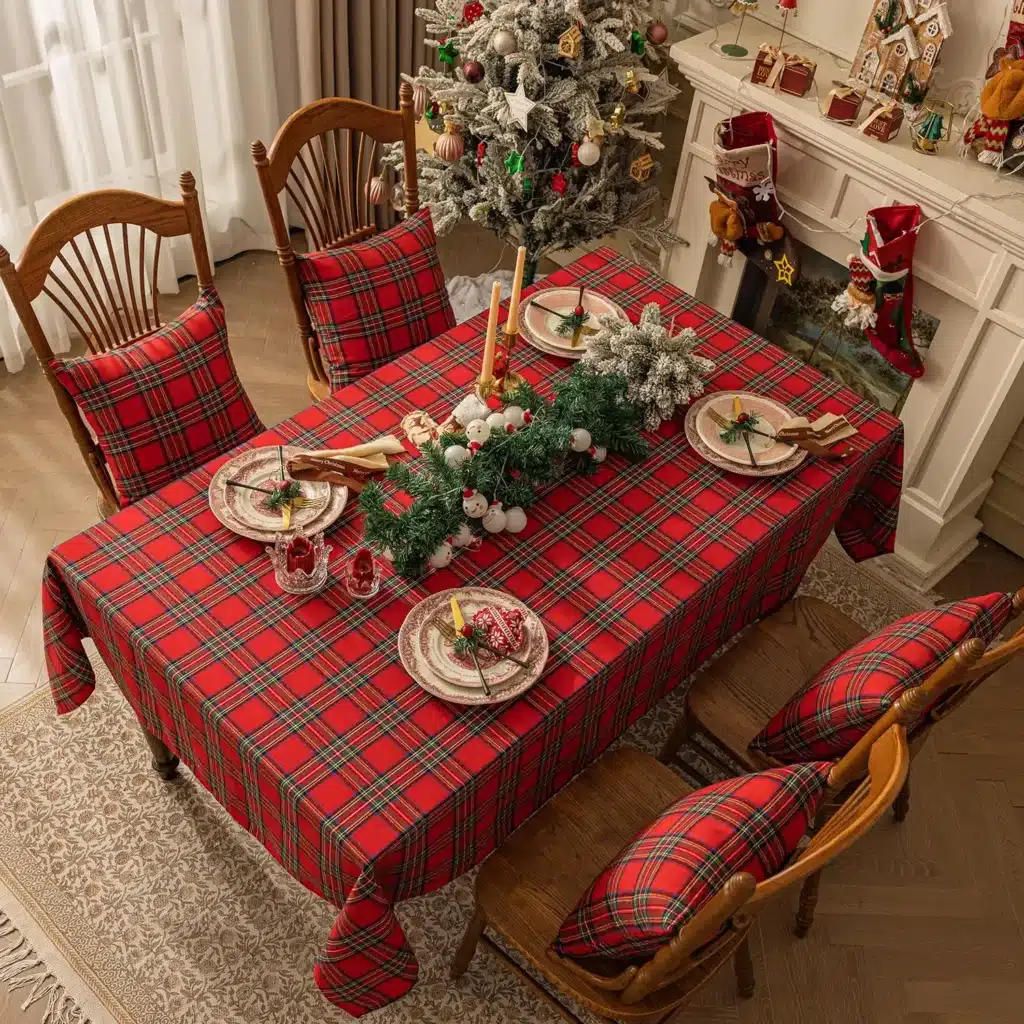 Christmas Checkered Tablecloth Rectangle Red Buffalo Plaid Linen Cotton Gingham Xmas Table Cloths Winter Farmhouse Table