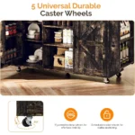 52-inch rolling kitchen island with storage in black and gold, featuring drop leaf and spice rack
