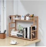 Wood 3 Layers Bookshelf Desk Organizer Student Book Holder Home Sundries Storage Shelve Kitchen Seasoning Rack Desk