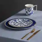 European Klein blue hibiscus bone porcelain plate ins wind European household high-end tableware housewarming gift box