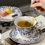Ceramic Coffee Cup English style blue and white porcelain coffee cup with dish set Ceramic retro European afternoon tea mug