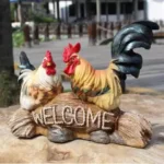 Creative Resin Rooster Hen Welcome Sign Decoration Items Home Livingroom Desk Sculpture Crafts Outdoor Garden Statue Accessories - Image 10