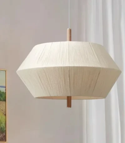 Wabi Sabi Hemp Rope Rattan Led Pendant Light For Living Room Dining Room Bar Hotel Wood Chandelier Hanging Lamp Fixture