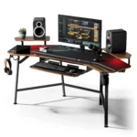 Aero 72 Inch Gaming Desk with Keyboard Tray, Large Computer Desk Led Lights, Wing-Shaped Monitor Stand , Customized