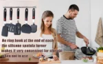 Goldoma high heat resistant spatula in use on a non-stick frying pan