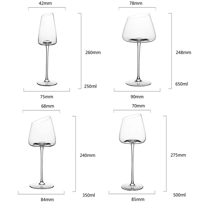 4/2/1Pc High-end Long Stem Goblet Red Wine Glass Cup Kitchen Tool Champagne Glass Bordeaux Burgundy Wedding Party Gift Glassware