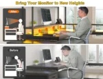 EnHomee L Shaped Computer Desk with Power Outlet & Monitor Stand & LED Gaming Desk with Hutch Drawers for Living,