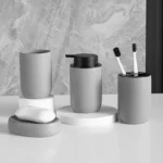 Nordic Ceramic Bathroom Lotion Bottle Press Hand Sanitizer Bottle Mouthwash Cup Toothbrush Holder Black Liquid Soap