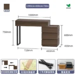 Italian minimalist dressing table with mirror and stool in black finish for bedroom