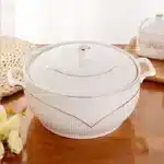 Ceramic Soup Pot Nordic Phnom Penh White Round 2.6L Large Bowl with Lid Cooking Utensils Household Kitchen Supplies