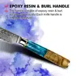Amber 67-layer Damascus Steel 4pcs 5-inch Steak Kitchen Knife Set kitchen tool Resin with burl wood Handle Sharp Tools