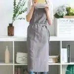 Vintage Washed Cotton Apron Japanese Simple Style Slim Long Apron Baking Cooking Nail Salon Workwear