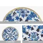 European Klein blue hibiscus bone porcelain plate ins wind European household high-end tableware housewarming gift box